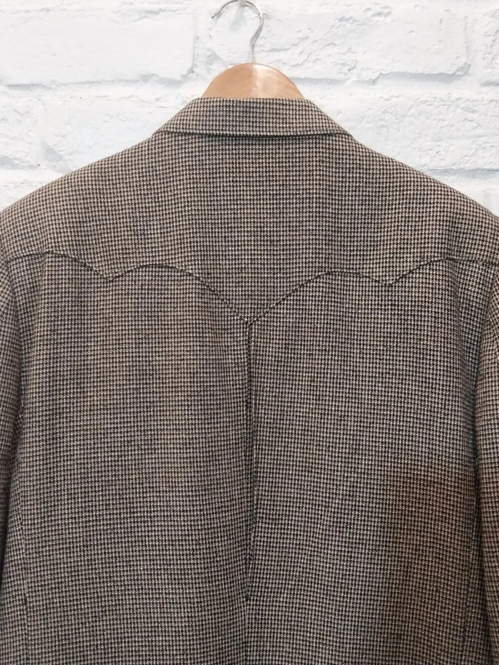 Circle S Dallas Western Blazer 44L 100% Silk Gray Houndstooth Sport Coat Cowboy.
